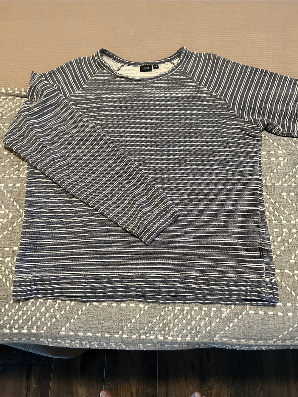Onia Navy & White Striped Long-Sleeve Crew Tee